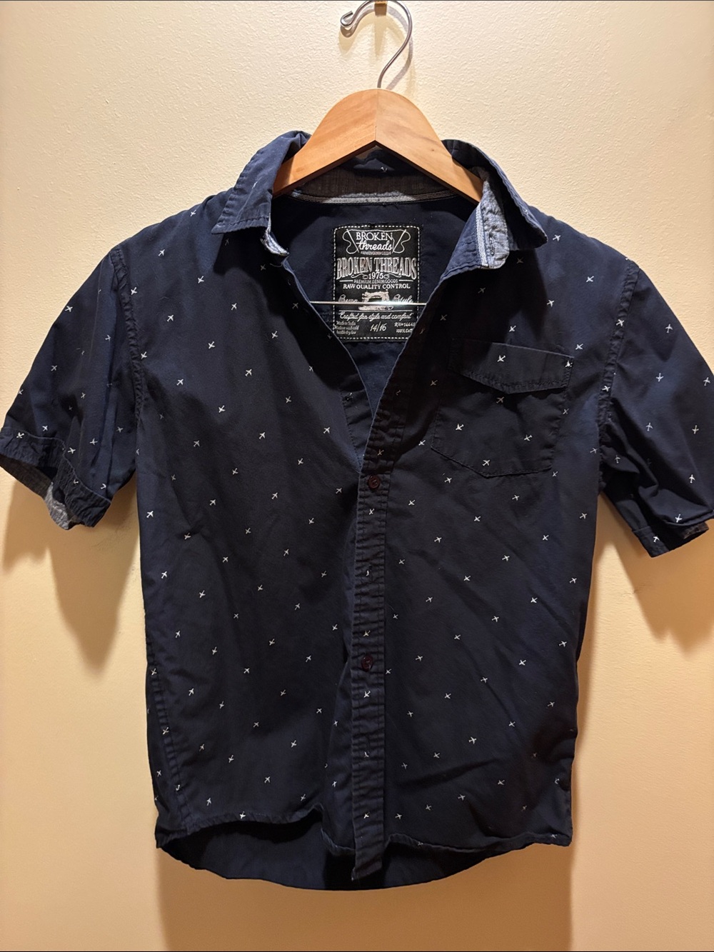 Broken Threads Navy Short-Sleeve Casual Button-Down Shirt